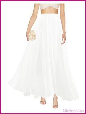 Women's Chiffon Maxi Skirt High Waist A-Line Pleated